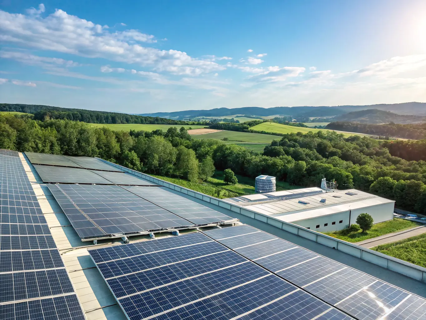 A high-resolution image of a sleek solar panel with innovative material layers, glowing under sunlight, showcasing Nath Ojas's next-generation solar materials.